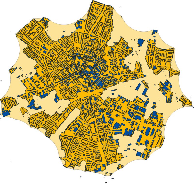 Aggregation of the buildings of Euskirchen with arbitrary shapes