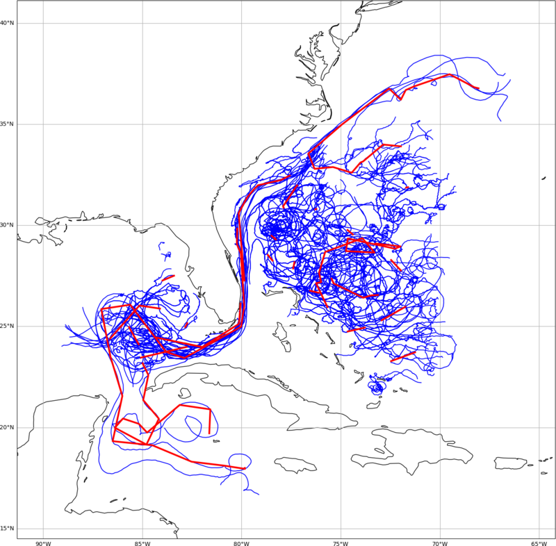 Subtrajectory clusters of ocean drifters