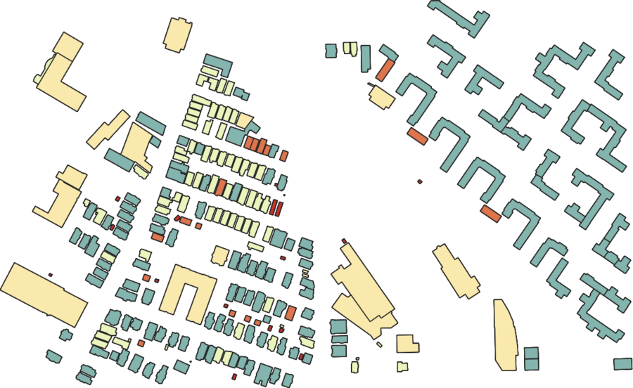 Clusters of building footprints